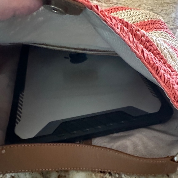 ****LOW PRICE****Talbots paper straw bag - orange and tan stripe! Super CUTE! - Picture 9 of 16